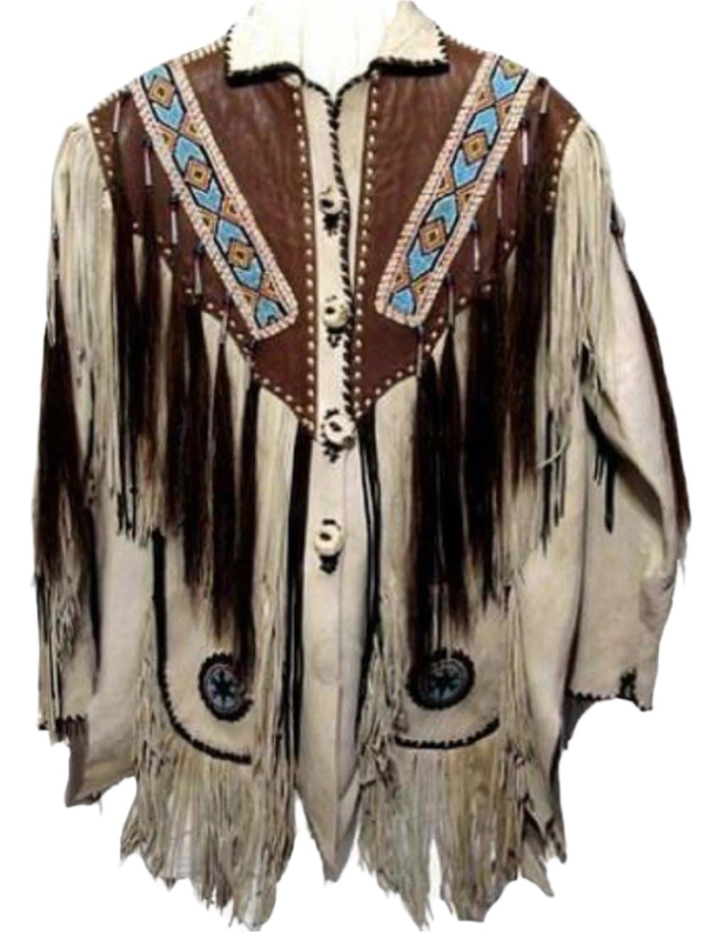 Men's Traditional Cowboy Western Leather Jacket Coat with Fringe Native American Jacket popular Suede Beaded