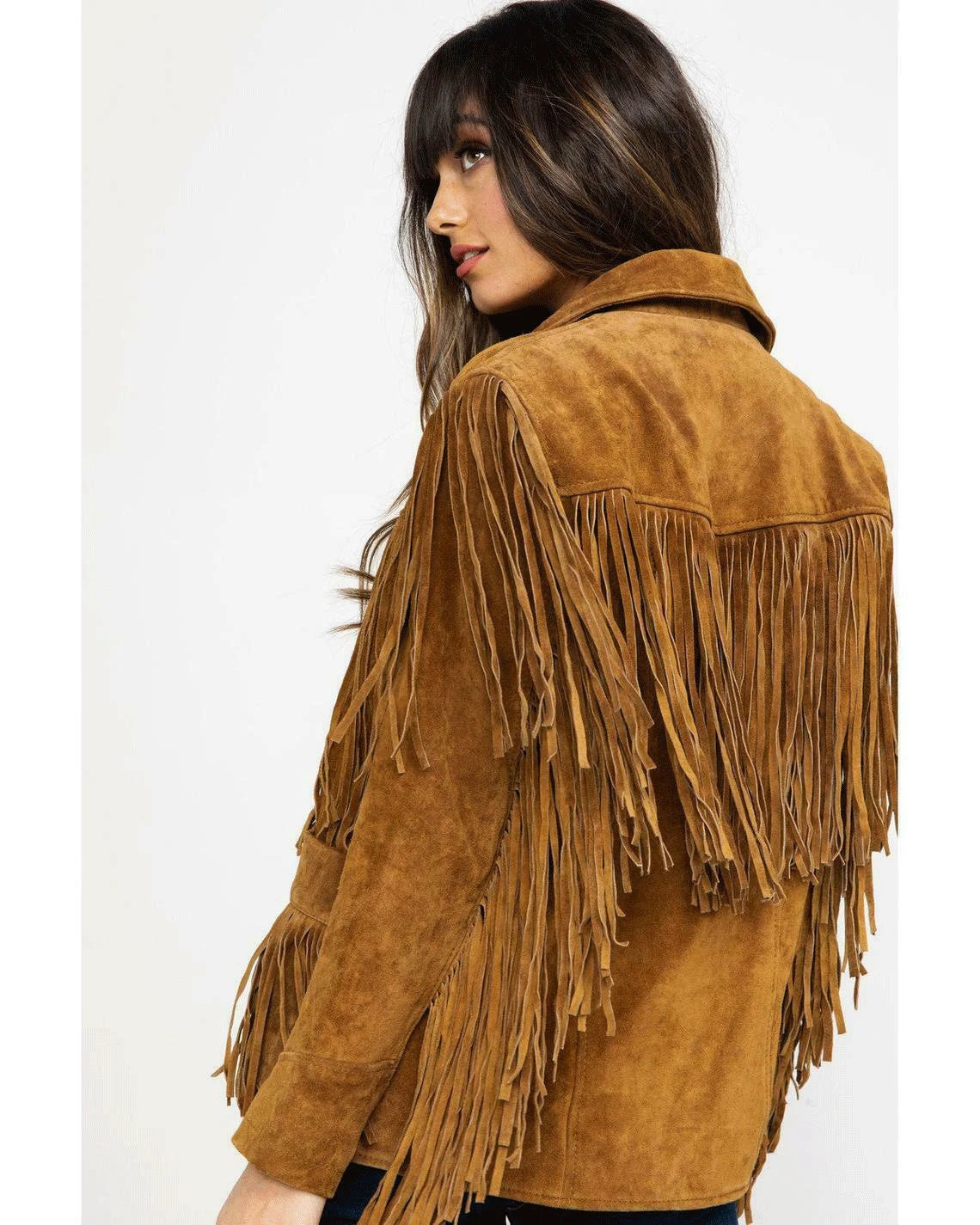 Cowgirl's Brown Suede Leather Fringes Jacket WWJ503