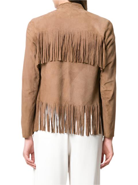 Cowgirl Beige Suede Leather Fringes Jacket WWJ671