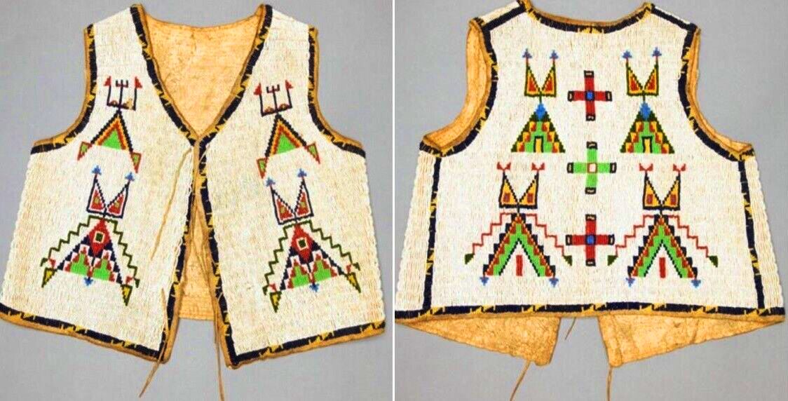 Old Native American Style Beaded Powwow Regalia Beaded Vest PWV208