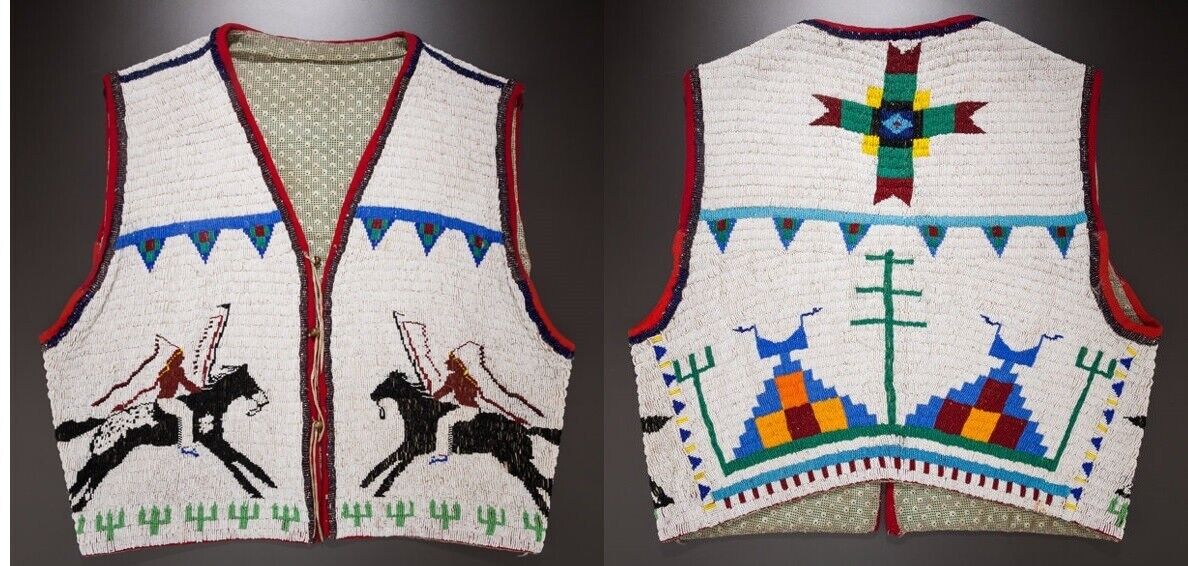 Old Native American Style Beaded Powwow Regalia Beaded Vest PWV212