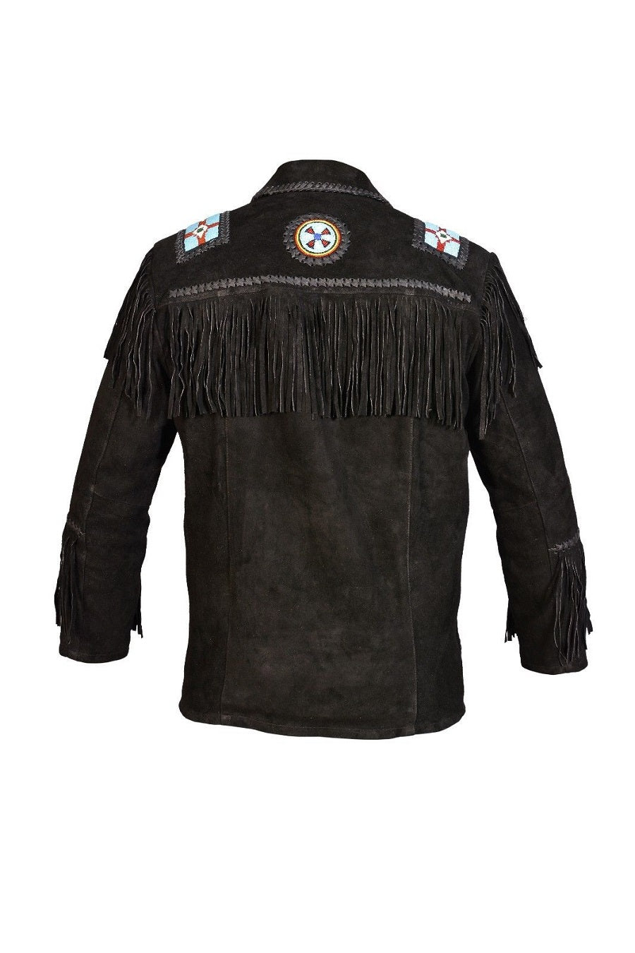 Cowboy Fringe Jacket Western Black Suede Buckskin Leather Jacket MWJ21BK