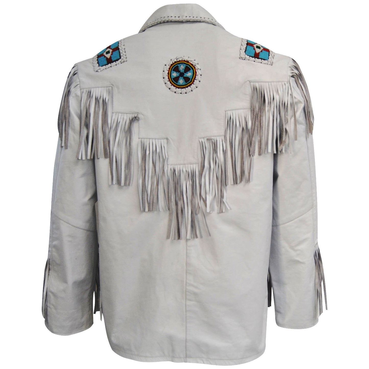 Cowboy Fringe Jacket White Western Buckskin Leather Jacket MWJ21W