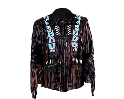 Cowboy Fringe Jacket Black Western Buckskin Leather Jacket MWJ21BL