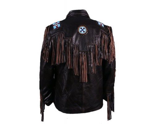 Cowboy Fringe Jacket Black Western Buckskin Leather Jacket MWJ21BL