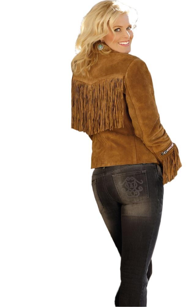 Cowgirl Brown Suede Leather Fringe Beaded Jacket WWJ658