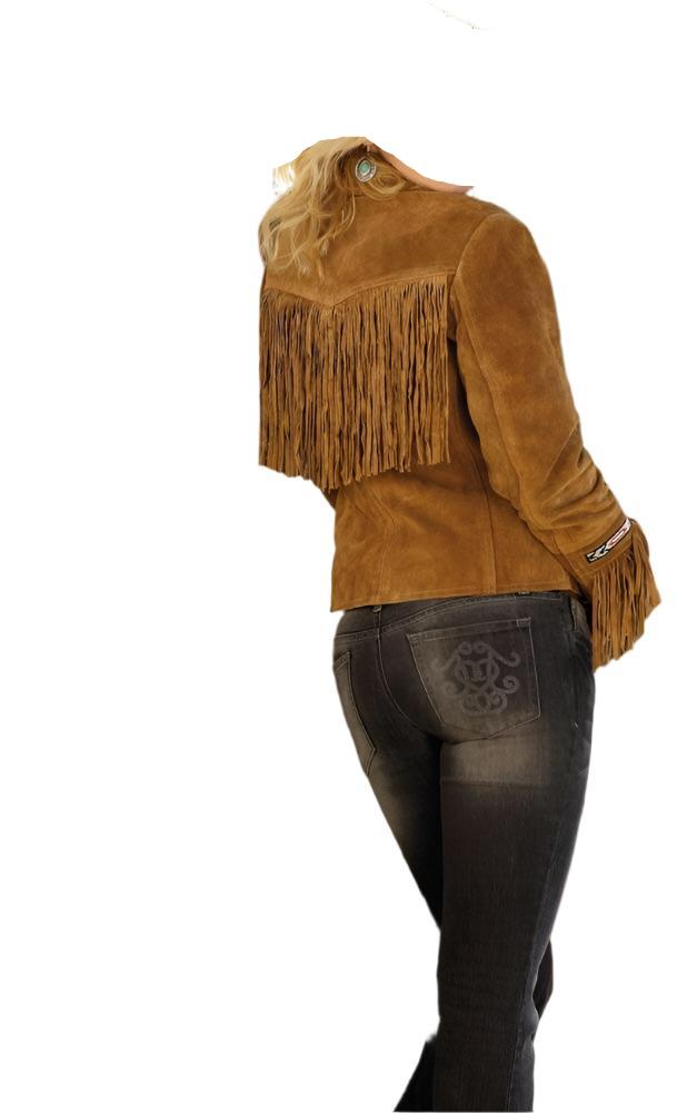 Cowgirl Brown Suede Leather Fringes Beaded Jacket WWJ727