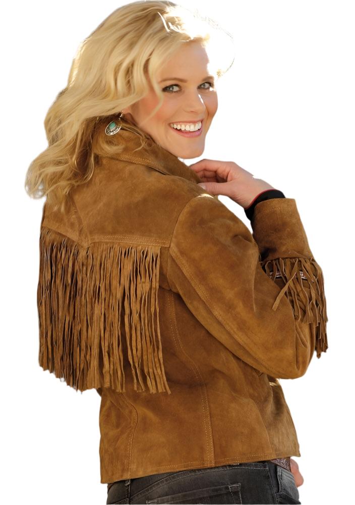 Cowgirl Brown Suede Leather Fringe Beaded Jacket WWJ658