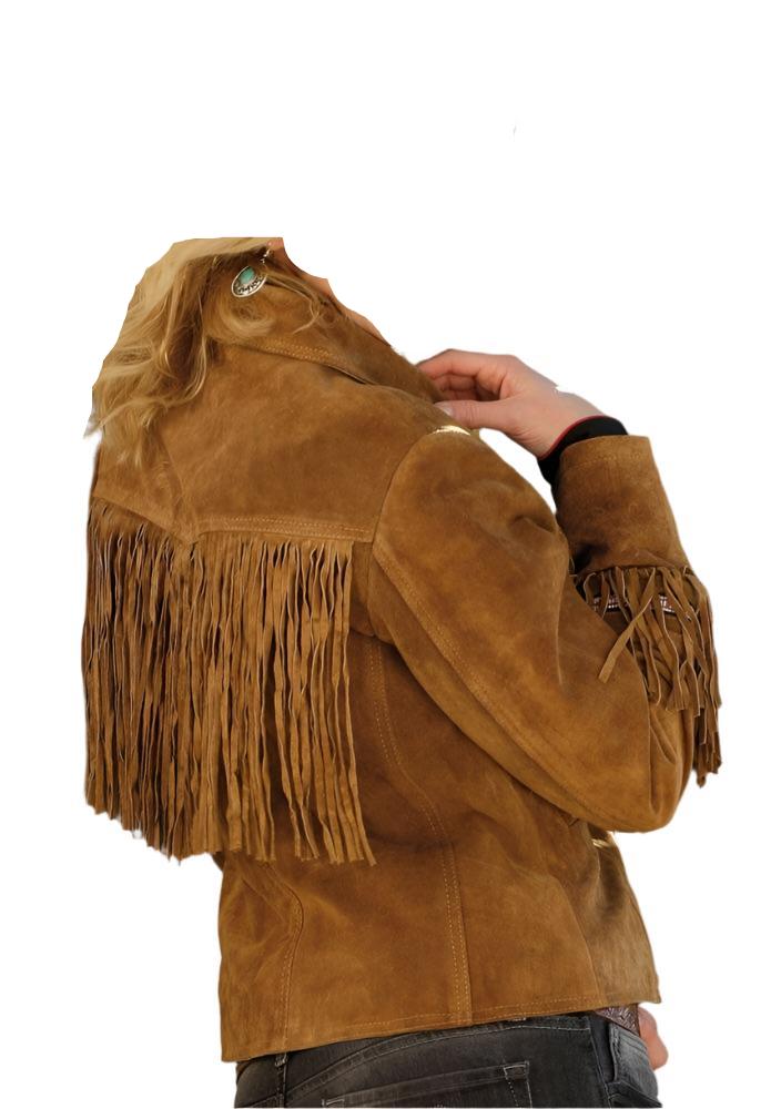 Cowgirl Brown Suede Leather Fringes Beaded Jacket WWJ727