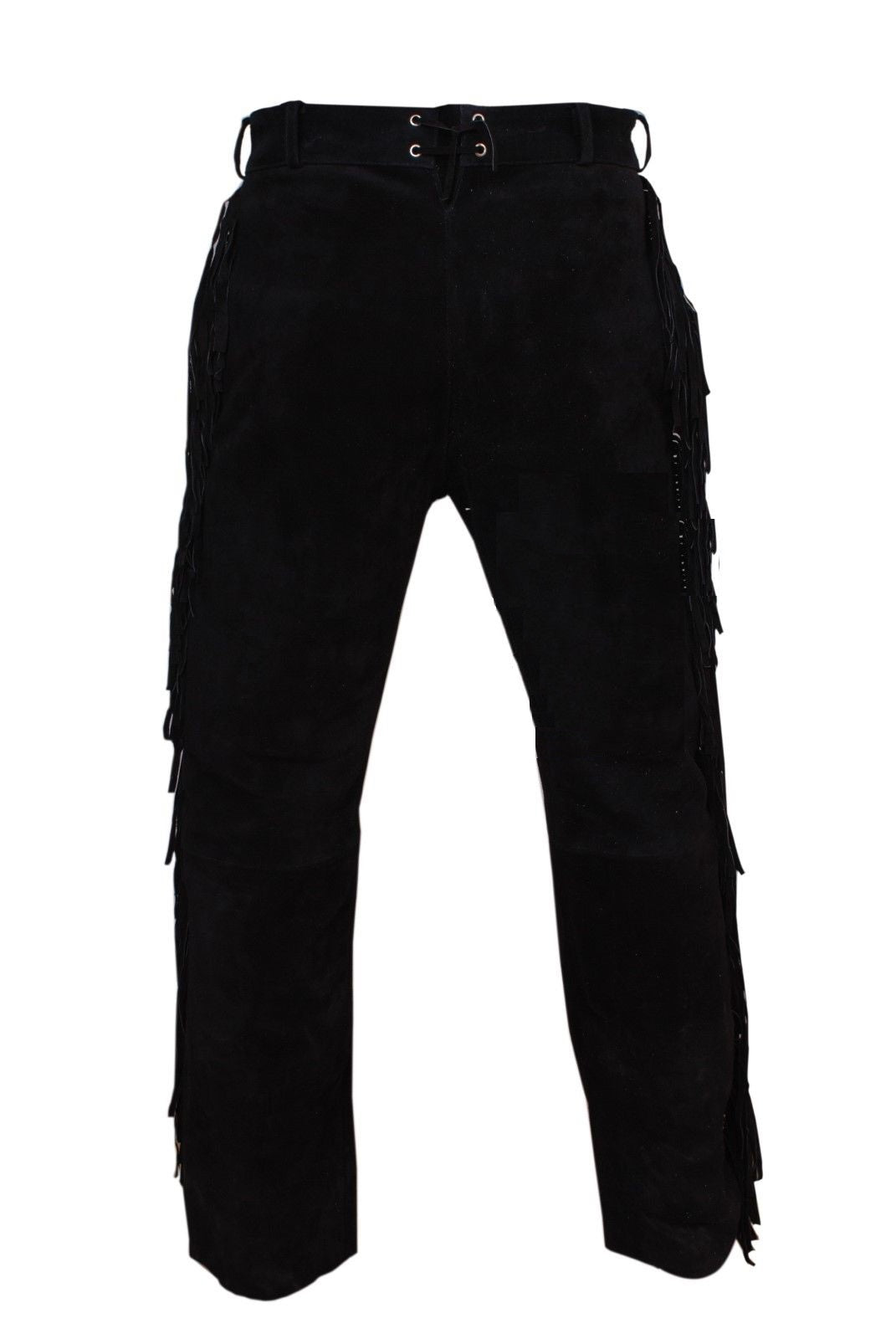 Men's New Black Buckskin Suede Leather Western Fringes Pants BKP24