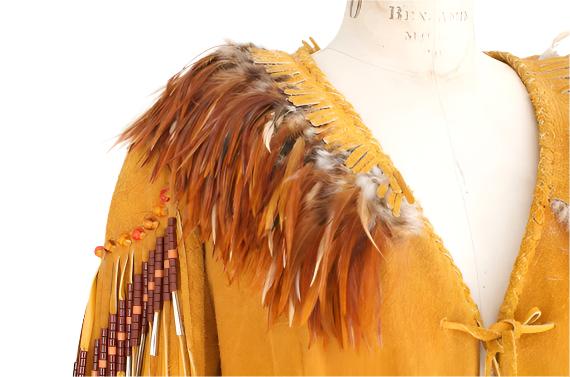 Cowgirl Yellow Suede Leather Fringe With Beads Long Dress WWJ686