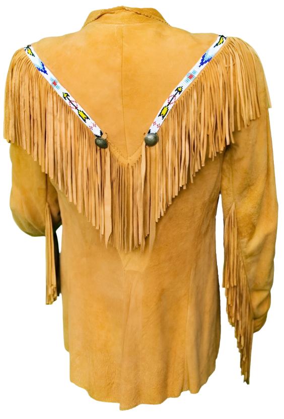 Cowgirl Yellow Suede Leather Fringe Beaded Jacket WWJ687