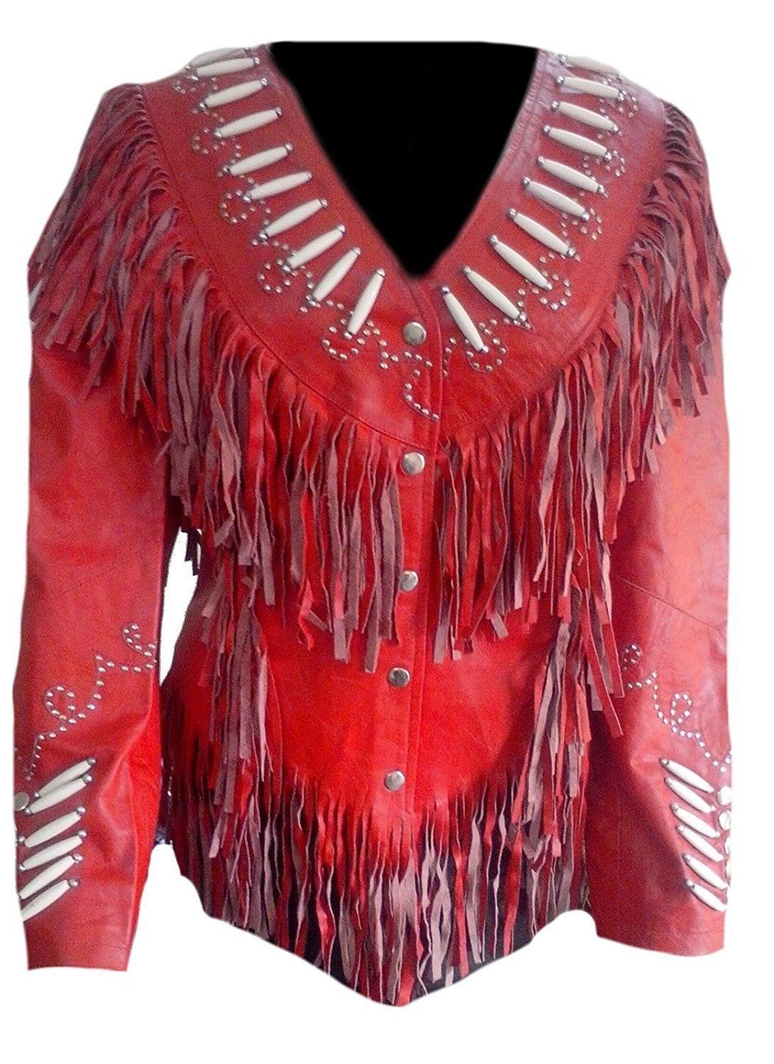 Cowgirl's Leather Fringed Studded Jacket All Colors WWJ610