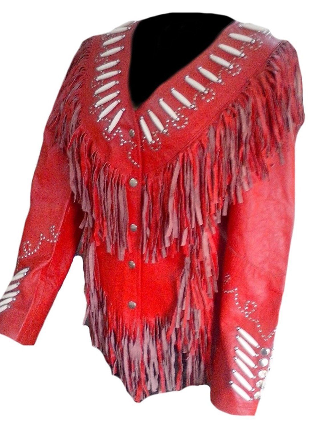 Cowgirl's Leather Fringed Studded Jacket All Colors WWJ610