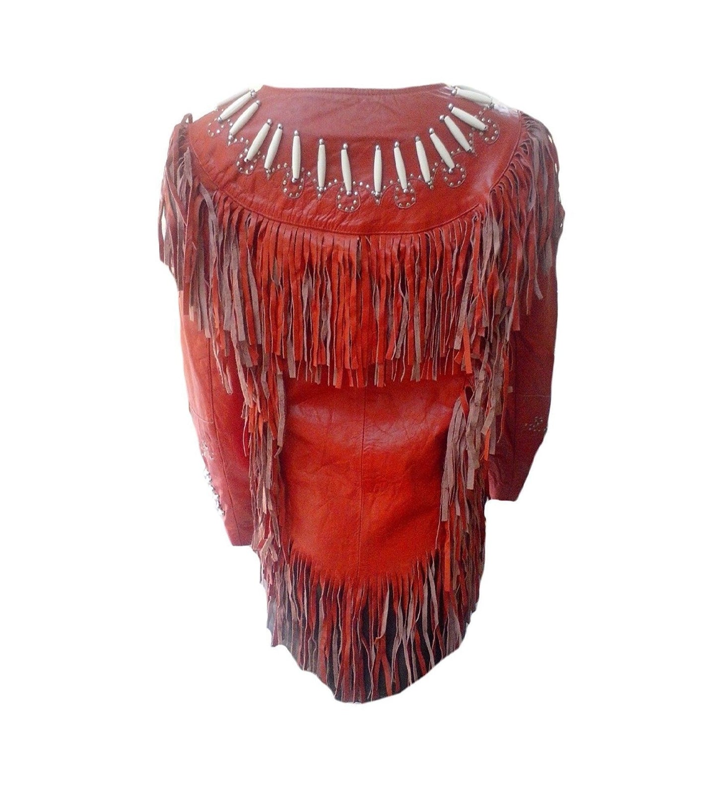 Cowgirl Black Leather Bones Fringes Jacket For Woman WWJ559