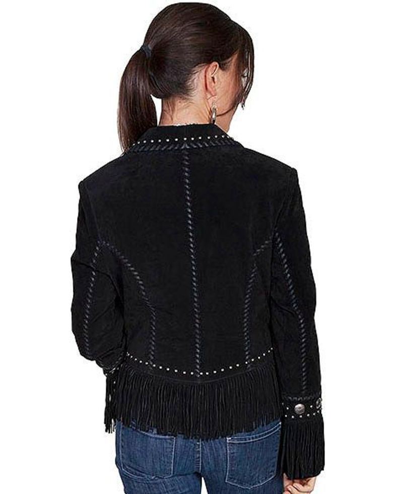 Cowgirl Black Suede Leather Fringe Concho Jacket WWJ613