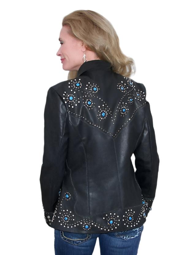 Western Girl Black Leather Studded Jacket WWJ611