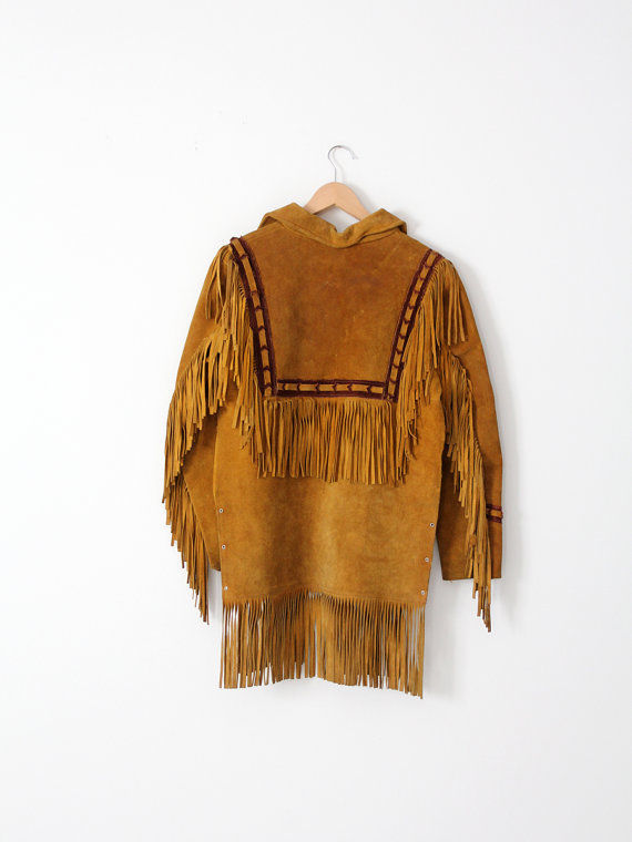 Men's Western Brown Buckskin Suede Hide Mountain Man Fringes MMS293