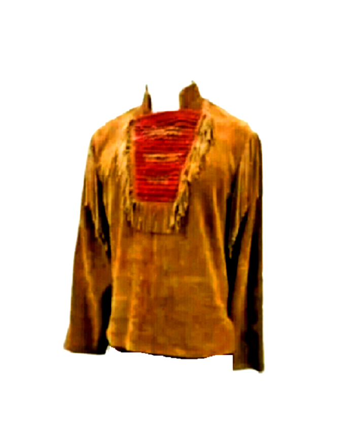 Men's Western Brown Buckskin Suede Hide Mountain Man Fringes Pullover Shirt MMS297