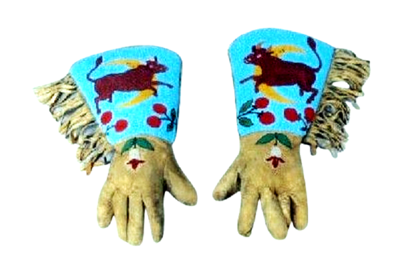 Beaded Gloves Old Native American Style Handmade Leather Gauntlet Gloves NGV29