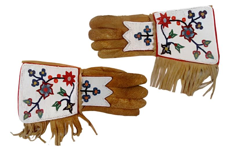 Beaded Gloves Old Native American Style Handmade Leather Gauntlet Gloves NGV30