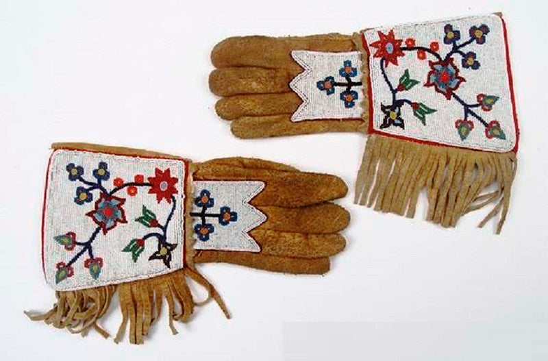 Beaded Gloves Old Native American Style Handmade Leather Gauntlet Gloves NGV30