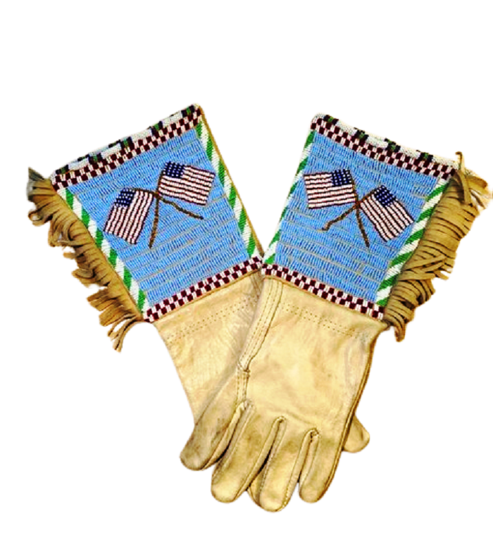 Beaded Gloves Old Native American Style Handmade Leather Gauntlet Gloves NGV31