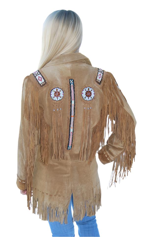 Cowgirl Brown Suede Leather Fringe Beaded Jacket WWJ732