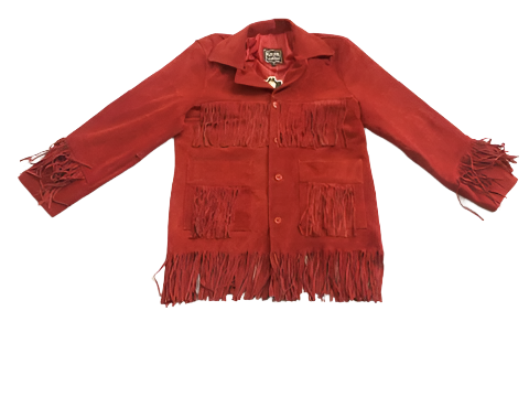 Western Red Suede Leather Fringe Cowgirl Jacket Coat WWJ595