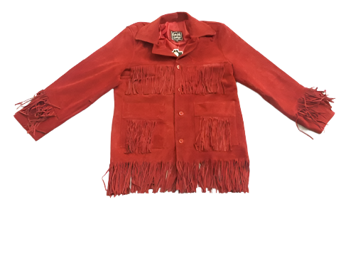 Western Red Suede Leather Fringe Cowgirl Jacket Coat WWJ595