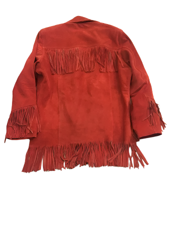 Western Red Suede Leather Fringe Cowgirl Jacket Coat WWJ595