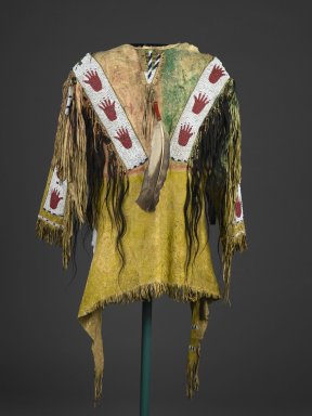 Old Style  Buckskin Suede Hide Fringes Beaded Powwow Regalia War Shirt NA36