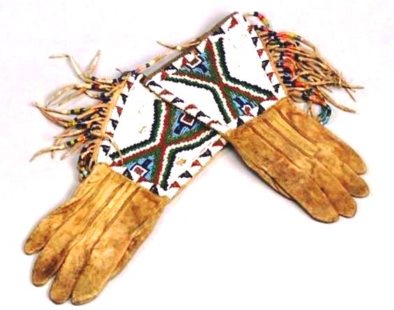 Beaded Gloves Old Native American Style Handmade Leather Gauntlet Gloves NGV36