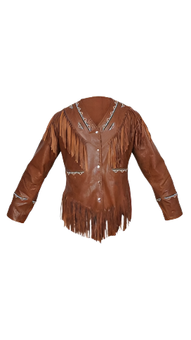 Cowgirl Brown Leather Fringe Beaded Jacket WWJ654