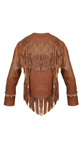 Cowgirl Brown Leather Fringe Beaded Jacket WWJ654