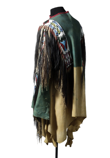 Old Style  Buckskin Hide Fringes Beaded Powwow Regalia War Shirt NAL48