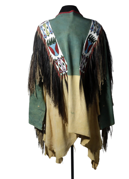 Old Style  Buckskin Hide Fringes Beaded Powwow Regalia War Shirt NAL48