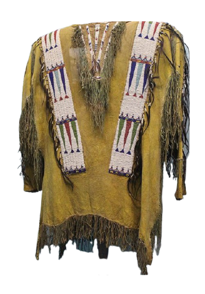 Old Style Buckskin Suede Hide Fringes Beaded Powwow War Shirt NA51