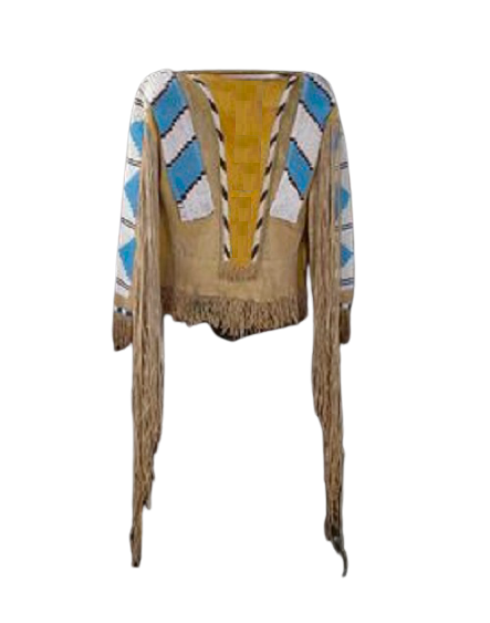 Old Style Buckskin Suede Hide Fringes Beaded Powwow Regalia War Shirt NA53