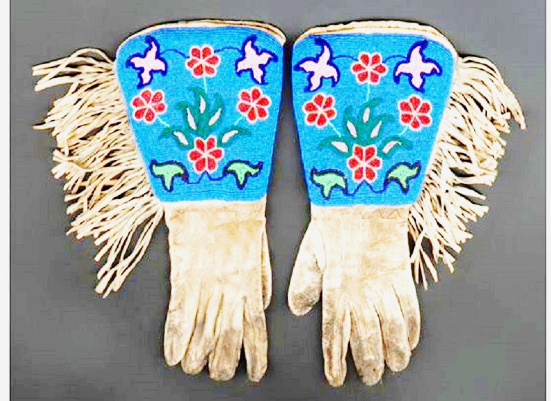 Beaded Gloves Old Native American Style Handmade Leather Gauntlet Gloves NGV56