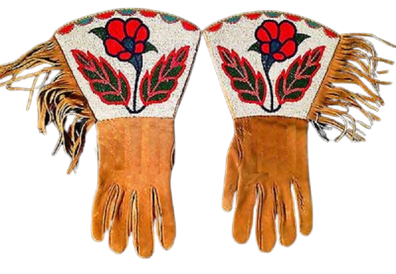 Beaded Gloves Old Native American Style Handmade Leather Gauntlet Gloves NGV57