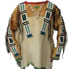 Old Style Buckskin Suede Hide Fringes Beaded Powwow Regalia War Shirt NA59