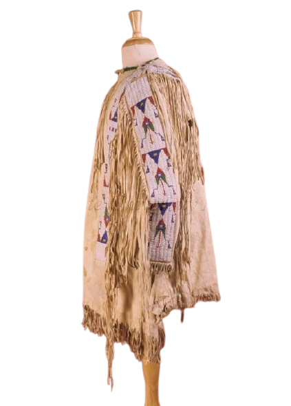 Old Native American Style Beige Buckskin Suede Beaded Powwow War Shirt PWNS62