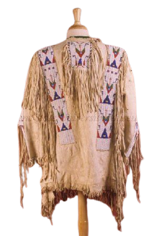 Old Native American Style Beige Buckskin Suede Beaded Powwow War Shirt PWNS62