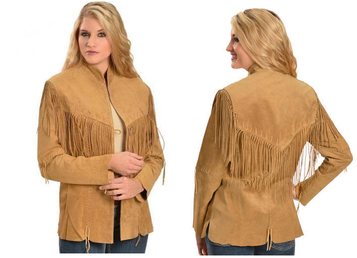 Cowgirl Cognac Brown Suede Leather Fringes Jacket WWJ512