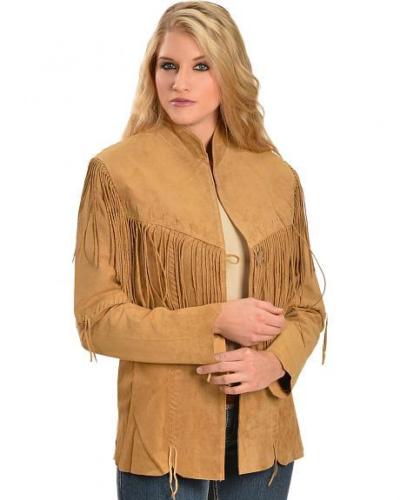 Cowgirl Cognac Brown Suede Leather Fringes Jacket WWJ512