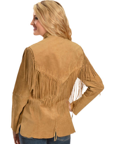 Cowgirl Cognac Brown Suede Leather Fringes Jacket WWJ512