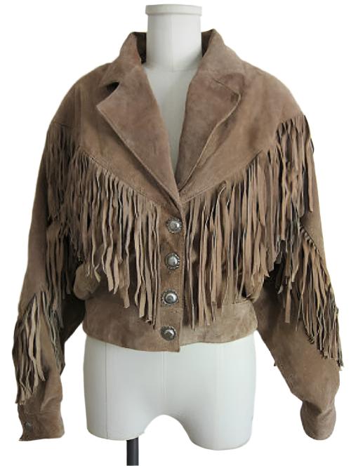 Cowgirl Beige Suede Leather Fringe Short Jacket WWJ665