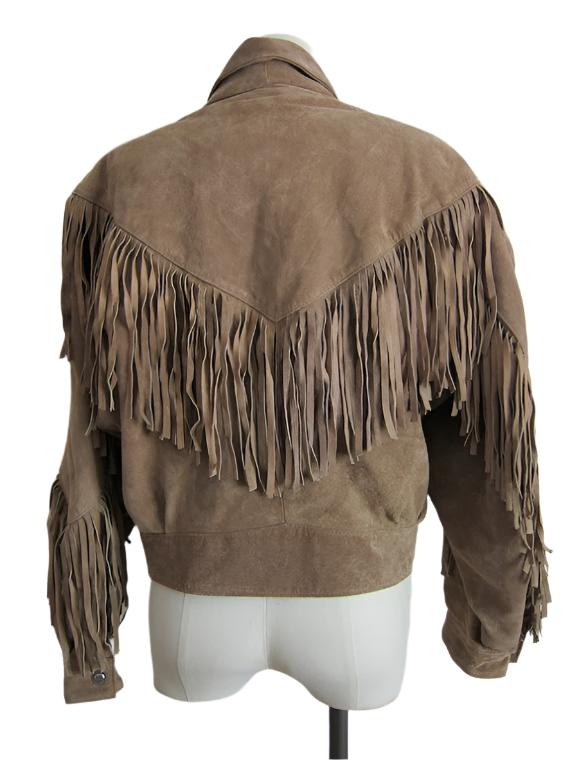 Cowgirl Beige Suede Leather Fringe Short Jacket WWJ665