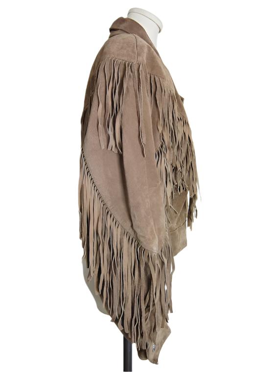 Cowgirl Beige Suede Leather Fringe Short Jacket WWJ665